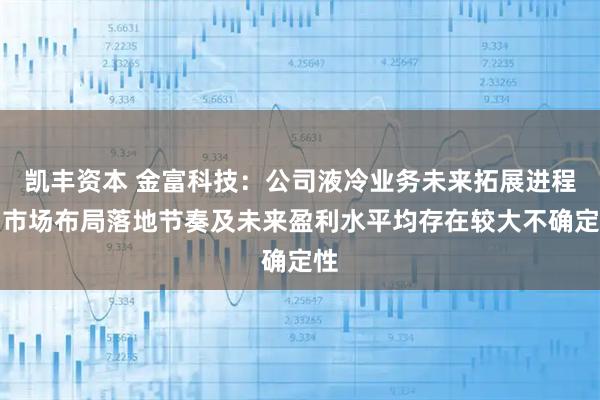 凯丰资本 金富科技：公司液冷业务未来拓展进程、市场布局落地节奏及未来盈利水平均存在较大不确定性
